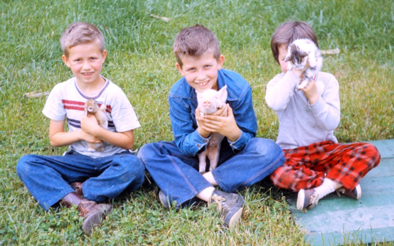 Three of Bud's kids with friends