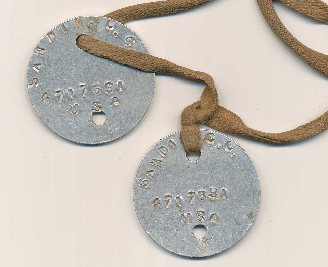 C. C. Sandin WW I dog tags