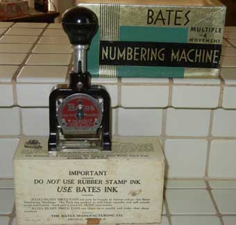 Bates numbering machine