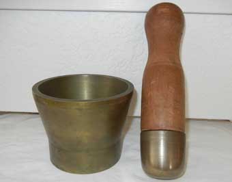 Brass mortar and pestle