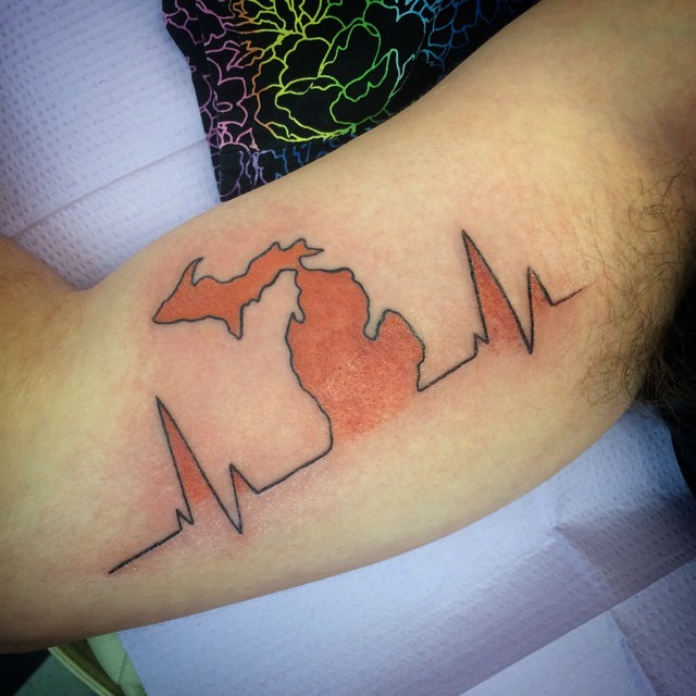 Michigan heartbeat tattoo