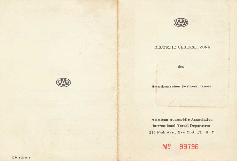 1962 AAA German license