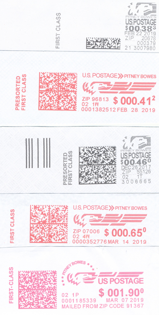 Postal meter samples